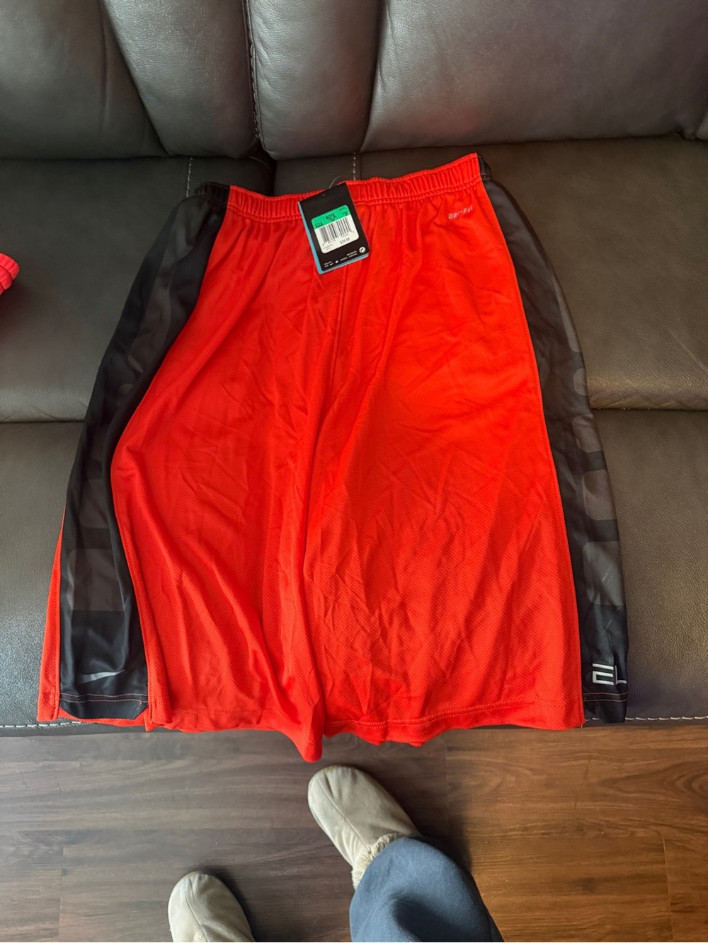 Nike Red Athletic Mesh Shorts with Black Side Panels